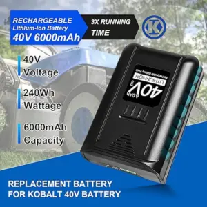 40V 6.0Ah Replacement Battery for Kobalt 40v Battery MAX 2540C-06, Rechargeable Lithium Ion Battery for Kobalt KB640-03 KB540C-06 KB245-06 KB240-06 Kb540-06 for Cordless Power Tools